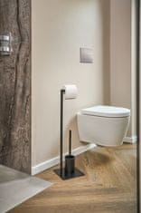 Zeller Állvány toalettpapírhoz WC kefével, fekete fém 20x20x70cm