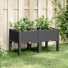 Vidaxl fekete PP rácsos kerti ültetőláda 80 x 40 x 42 cm 367893