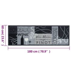 Vidaxl szürke bor mintás mosható bársony konyhaszőnyeg 60x180 cm 4005600
