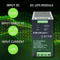 Qoltec DC UPS modul DIN sínre | 40A | 24V