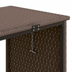 Vidaxl L-alakú barna polyrattan kerti kanapé asztallal és párnákkal 362346