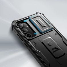 TKG Telefontok Samsung Galaxy A55 5G - Tech- Protect Kevlar Pro- átlátszó előlap + plexi fekete hátlapi 360°-os tok , kitámasztható