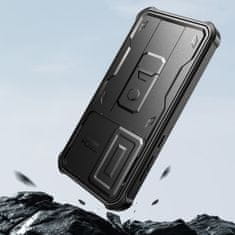 TKG Telefontok Samsung Galaxy A55 5G - Tech- Protect Kevlar Pro- átlátszó előlap + plexi fekete hátlapi 360°-os tok , kitámasztható