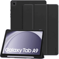TokShop Samsung Galaxy Tab A9 (8.7) SM-X110 / X115, mappa tok, közepesen ütésálló, érintőceruza tartóval, Trifold, TP SC Pen, fekete (TS3861)