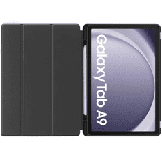 TokShop Samsung Galaxy Tab A9 (8.7) SM-X110 / X115, mappa tok, közepesen ütésálló, érintőceruza tartóval, Trifold, TP SC Pen, fekete (TS3861)