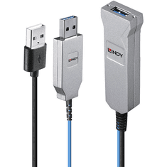 Lindy 43346 USB kábel 100 M USB 3.2 Gen 1 (3.1 Gen 1) USB A 2 x USB A Kék, Ezüst (43346)