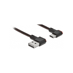DELOCK USB-A 2.0 Stecker < USB-C Stecker gewinkelt 0,2m SW (85279)