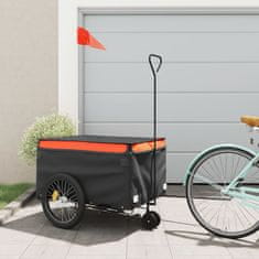 Greatstore fekete-narancssárga vas kerékpár-utánfutó 45 kg