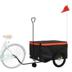 Greatstore fekete-narancssárga vas kerékpár-utánfutó 45 kg