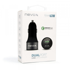 Nevox CC-1679 Autós USB Type-A + Type-C töltő 63W Fekete (CC-1679)