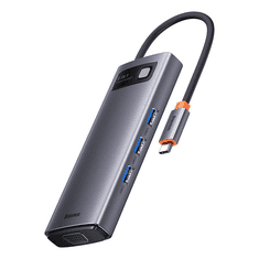 BASEUS Metal Gleam Series 6 az 1-ben hub USB-C - 3x USB 3.0 HDMI USB-C PD VGA (WKWG030013 ) (WKWG030013)