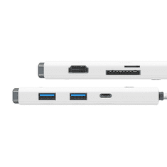 BASEUS Lite Hub 6 az 1-ben adapter USB-C - 2x USB 3.0 + HDMI + USB-C + TF/SD fehér (WKQX050002) (WKQX050002)