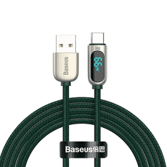 BASEUS USB-USB-C kábel kijelzővel, 66W, 1m, zöld (CASX020006) (CASX020006)