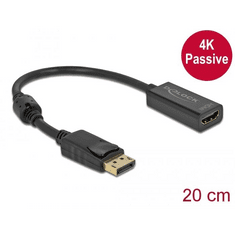 DELOCK Adapter DisplayPort 1.2-dugós csatlakozó -HDMI-csatlakozóhüvely 4K passzív fekete (63559) (DE63559)