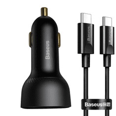 BASEUS Superme USB autós töltő, USB-C, 100W + USB-C kábel, fekete (TZCCZX-01) (TZCCZX-01)