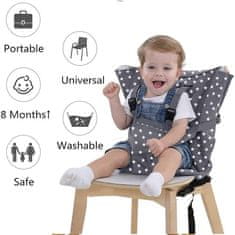 Netscroll Univerzális gyerekülés huzat biztonságos etetéshez, segítség és biztonság az etetés során, különböző székekre, utazáshoz, éttermekbe, látogatásokra, hordozható gyermekülés anyagból, SeatSecure