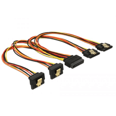 DELOCK 15 pin-es SATA tápcsatlakozó kábel 2x egyenes / 2x lefelé kimenettel 30cm (60151) (dl60151)