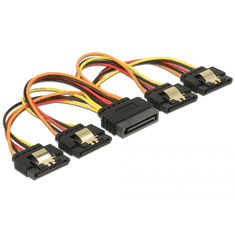 DELOCK 60156 15 pin-es SATA kábel bemeneti zár funkcióval > 15 pin-es SATA tápcsatlakozó kimeneti 4 x egyenes 15cm (Delock60156)