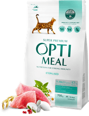 OptiMeal szárazeledel sterilizált macskáknak pulykával és zabbal 700 g