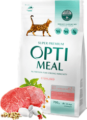 OptiMeal  szárazeledel sterilizált macskáknak marhahússal és cirokkal 700 g