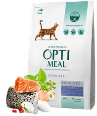 OptiMeal szárazeledel sterilizált macskáknak sterilizált lazaccal 4 kg