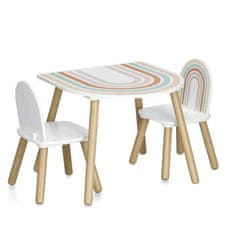 Zeller Szett 3db gyermek asztal két székkel szivárvány motívummal