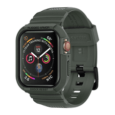 Spigen Rugged Armor Pro Apple Watch S4/5/6/7/SE Szilikon szíj 44 mm - Sötétzöld (062CS26016)