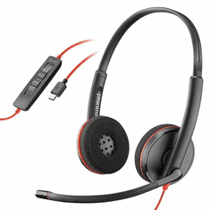 Plantronics POLY Blackwire C3220 Headset Vezetékes Fejpánt Hívás/zene USB C-típus Fekete, Vörös (209749-104)