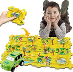 Sofistar Gyermek oktatási puzzle pálya autós játékkészlet. zöld