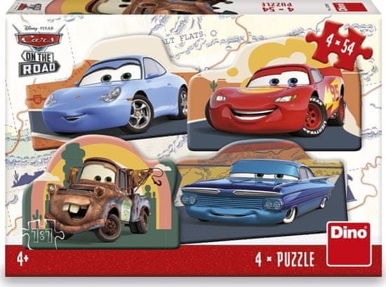 DINO Puzzle autók: az úton 4x54 darab