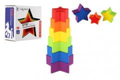 Teddies Torony/Piramis csillag színes rakosgató puzzle 6db műanyag 18m+