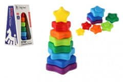 Teddies Torony/Piramis csillag színes rakosgató puzzle 8db műanyag 18m+