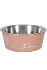 Zolux Rozsdamentes acél kutyatál LOVE DOG 400ml rózsaszín