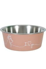 Zolux Rozsdamentes acél kutyatál LOVE DOG 750ml rózsaszín