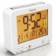 Hama RC 550, digitális ébresztőóra rádiójelekkel, éjszakai fény funkcióval, fehér színben