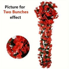 Mesterséges virágokkal díszített lógó növény, kültéri és beltéri használatra, lógó virág | HANGROSE Piros