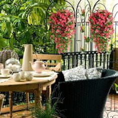 HOME & MARKER® Mesterséges virágokkal díszített lógó növény, kültéri és beltéri használatra, lógó virág | HANGROSE Piros