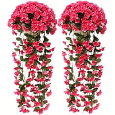 Mesterséges virágokkal díszített lógó növény, kültéri és beltéri használatra, lógó virág | HANGROSE Piros