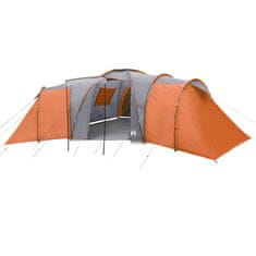 Vidaxl 12 személyes szürke-narancssárga vízálló kupolás családi sátor 94348