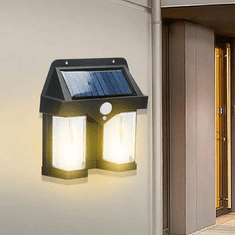 Netscroll Napelemes mozgásérzékelős lámpák, takarékoskodjon az áramköltségekkel a napelemes lámpákkal, modern design, alkalmas udvar, kert, bejárat vagy garázs világítására, vízálló, VillaLamp
