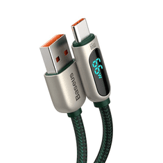 BASEUS USB-USB-C kábel kijelzővel, 66W, 1m, zöld (CASX020006) (CASX020006)