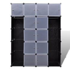 Vidaxl fekete/fehér moduláris szekrény 14 rekesszel 37x146x180,5 cm 240499