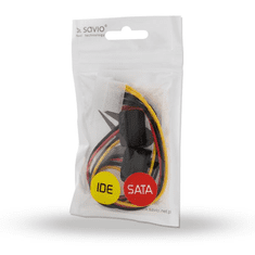 SAVIO AK-19 tápkábel 1x Molex 4 pin apa – 2x SATA 15 pin anya – derékszögű (AK-19)