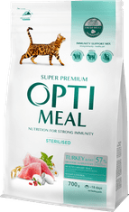 OptiMeal szárazeledel sterilizált macskáknak pulykával és zabbal 700 g