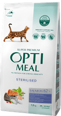OptiMeal szárazeledel sterilizált macskáknak sterilizált lazaccal 1,5 kg
