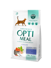 OptiMeal szárazeledel sterilizált macskáknak sterilizált lazaccal 700 g