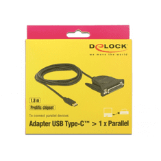 DELOCK 62980 USB-C 2.0 A apa - DB25 anya kábel 1.8m - Fekete (62980)