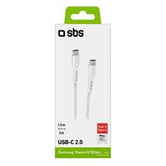 SBS TECABLETCC20W USB-C apa - USB-C apa 2.0 Adat és töltőkábel - Fehér (1.5m) (TECABLETCC20W)