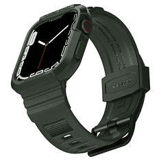 Spigen Rugged Armor Pro Apple Watch S4/5/6/7/SE Szilikon szíj 44 mm - Sötétzöld (062CS26016)