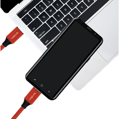 LogiLink USB-C apa - USB-C apa Adat- és töltőkábel 0.3m - Piros (CU0155)